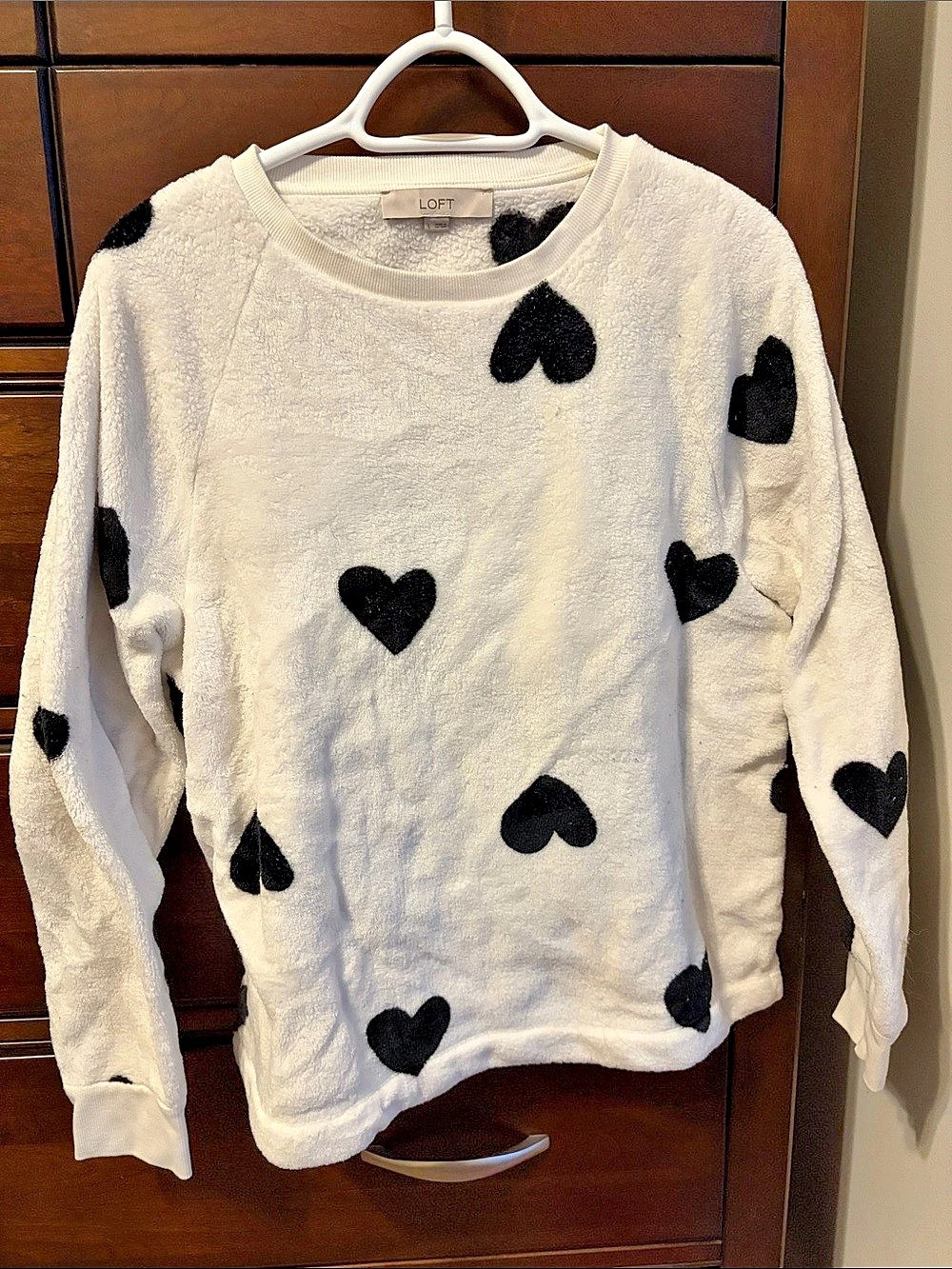 LOFT Fuzzy Heart Sweatshirt
